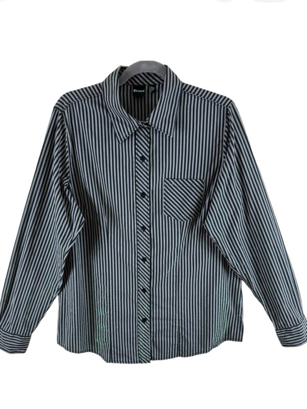 Cruel Black Gray Striped Long Sleeve Collared Button Up Shirt‎ Green Mens XL
